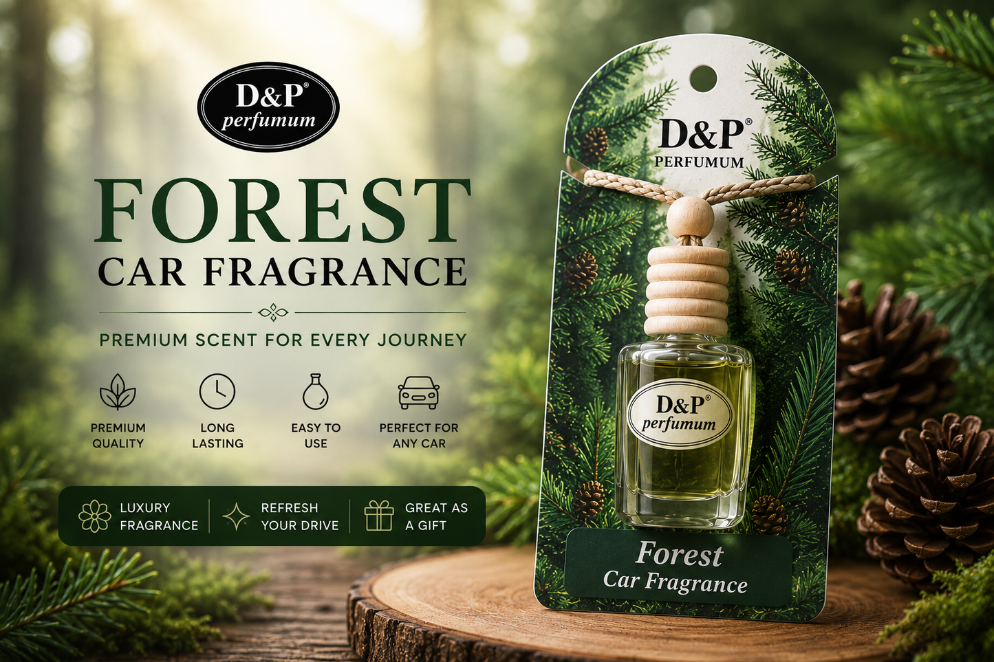 D&P Forest Car Air Freshener – Premium Hanging Diffuser